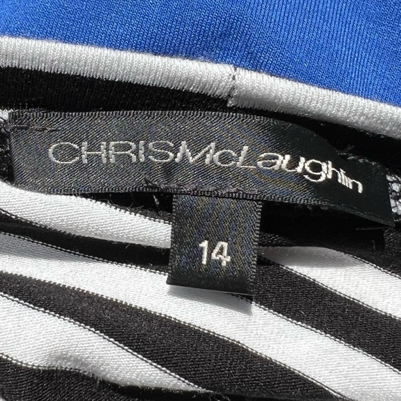 🌻Chris McLaughlin Blue White & Black 1/2 Sleeve Causal Dress Size 14 - Picture 8 of 8